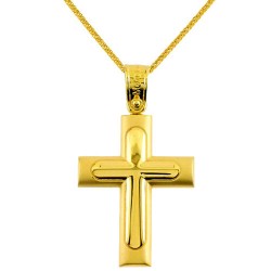 Χρυσός βαπτιστικός σταυρός Κ14 με αλυσίδα